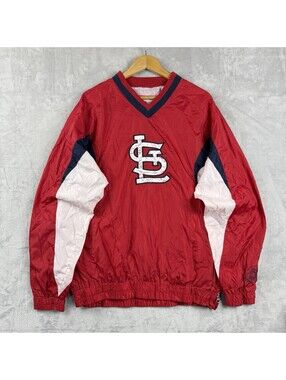 St Louis Cardinals MLB Men’s L Red Pullover Windbreaker Jacket Baseball Logo VTG